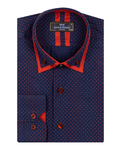 Luxury Makrom Polka Dot Printed Mens Double Collar Shirt SL 6813 - Thumbnail