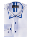 Luxury Makrom Polka Dot Printed Mens Double Collar Shirt SL 6813 - Thumbnail