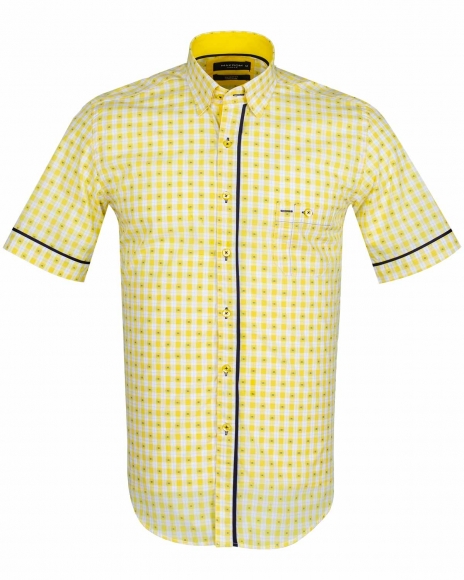 MAKROM - Luxury MAKROM Short Sleeved Check Shirt SS 6049 (Thumbnail - )