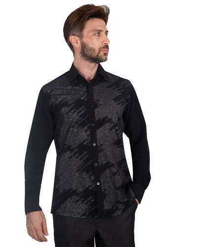 MAKROM - Luxury Mens Accessoried Shirt SL 7078