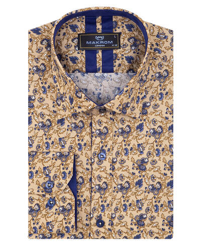 Luxury Mens Long Sleeved Floral Printed Shirt SL 7071