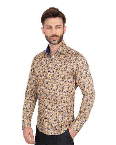 Luxury Mens Long Sleeved Floral Printed Shirt SL 7071