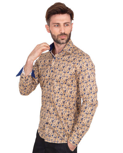 Luxury Mens Long Sleeved Floral Printed Shirt SL 7071