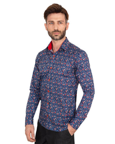 Luxury Mens Long Sleeved Floral Printed Shirt SL 7071