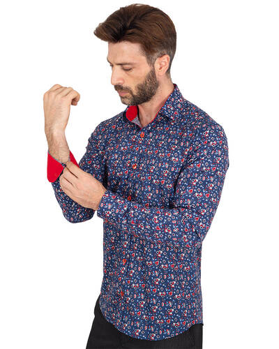 Luxury Mens Long Sleeved Floral Printed Shirt SL 7071