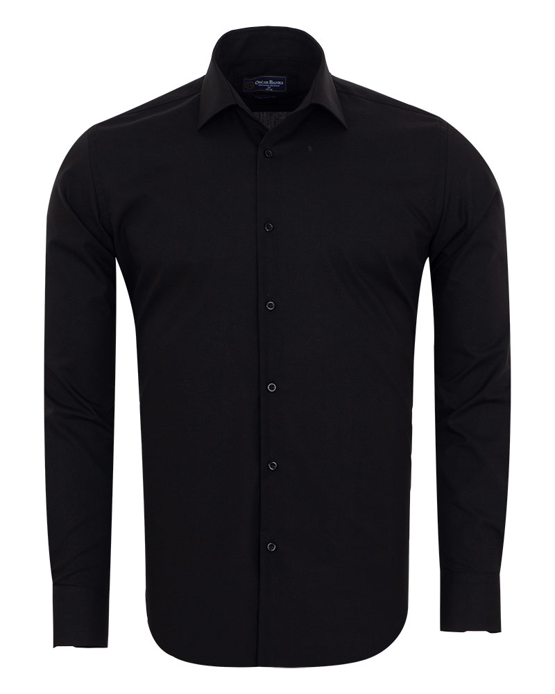 Oscar Banks - Luxury Mens Plain Long Sleeved Cotton Shirt SL 7121 (Thumbnail - )