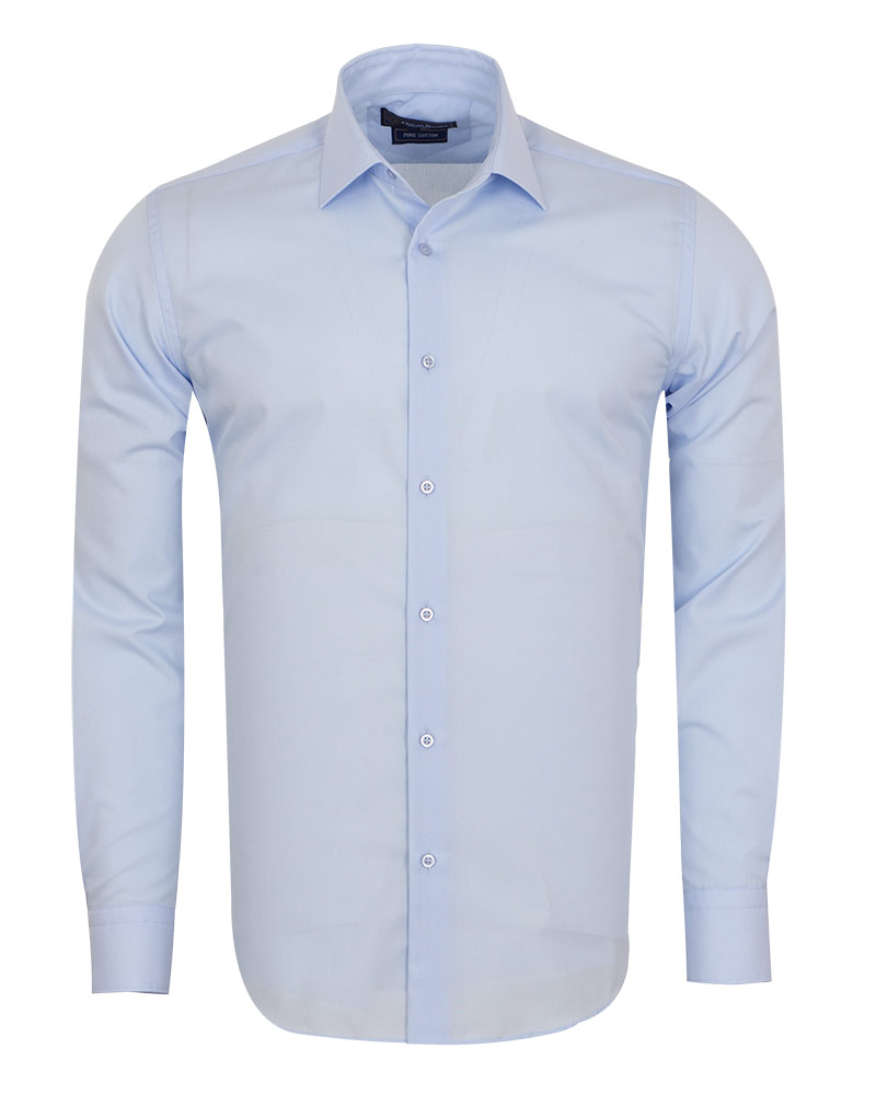 Oscar Banks - Luxury Mens Plain Long Sleeved Cotton Shirt SL 7121 (Thumbnail - )