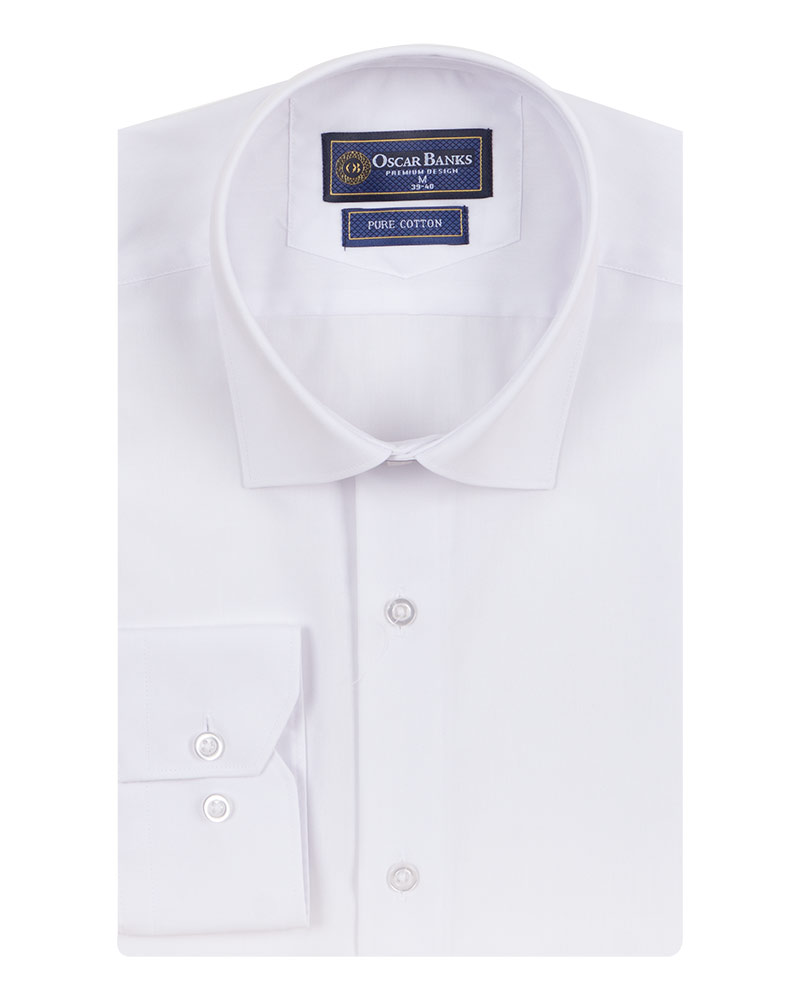 Oscar Banks - Luxury Mens Plain Long Sleeved Cotton Shirt SL 7121 (1)