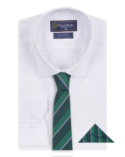 Luxury Mens Plain Long Sleeved Shirt with Necktie Set SL 7121K