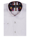 Luxury Mens Plain Short Sleeved Shirt With Details SS 7045 - Thumbnail