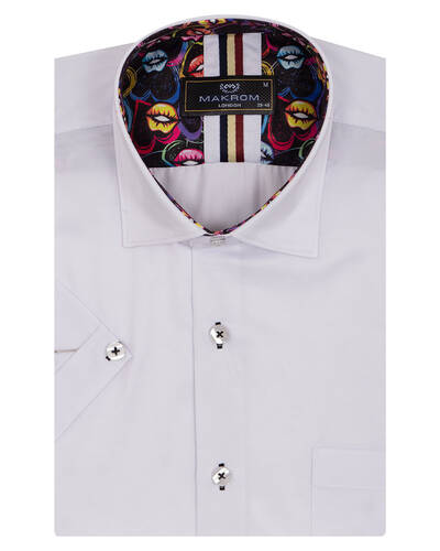 Luxury Mens Plain Short Sleeved Shirt With Details SS 7045