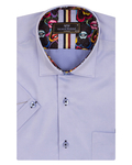 Luxury Mens Plain Short Sleeved Shirt With Details SS 7045 - Thumbnail