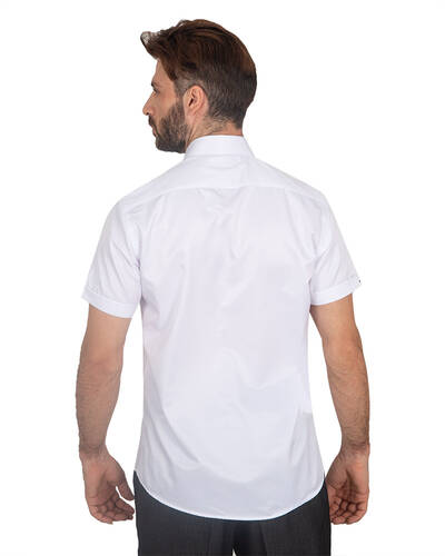 Luxury Mens Plain Short Sleeved Shirt With Details SS 7045