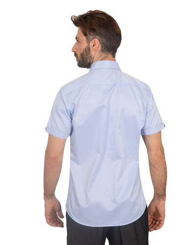 Luxury Mens Plain Short Sleeved Shirt With Details SS 7045