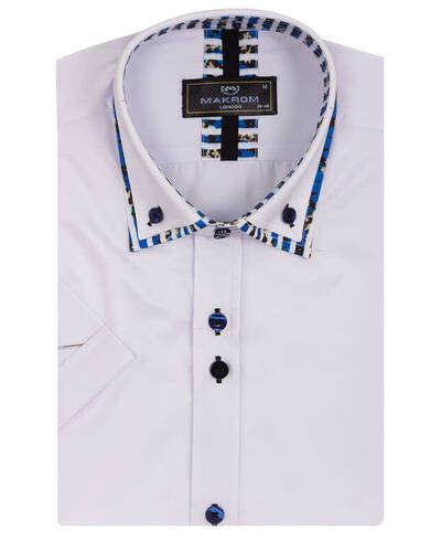 Luxury Mens Short Sleeved Shirt With Inside Placket Details SS 7059