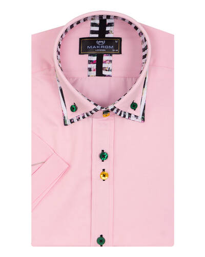 Luxury Mens Short Sleeved Shirt With Inside Placket Details SS 7059