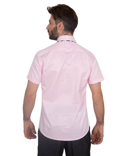 Luxury Mens Short Sleeved Shirt With Inside Placket Details SS 7059