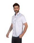 Luxury Mens Short Sleeved Shirt With Inside Placket Details SS 7059 - Thumbnail