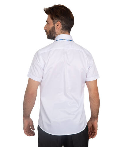 Luxury Mens Short Sleeved Shirt With Inside Placket Details SS 7059