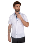 Luxury Mens Short Sleeved Shirt With Inside Placket Details SS 7059 - Thumbnail