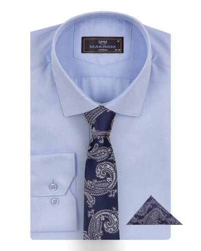 Luxury Mens Textured Plain Shirt with Necktie Set SL 7122K