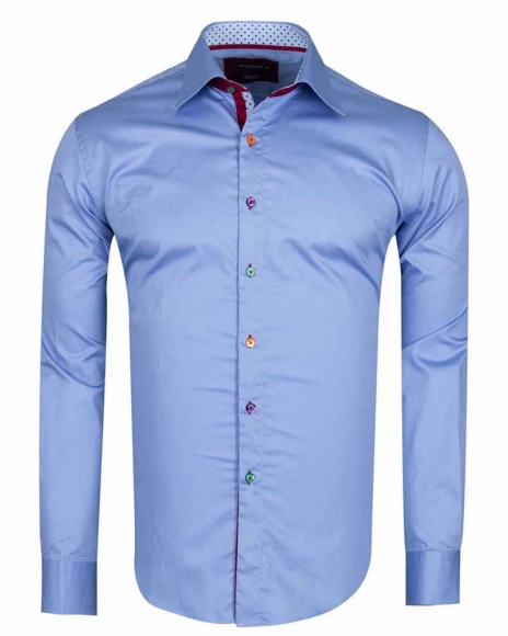 MAKROM - Luxury Multicolored Buttons Long Sleeved Plain Dress Mens Shirt SL 5311