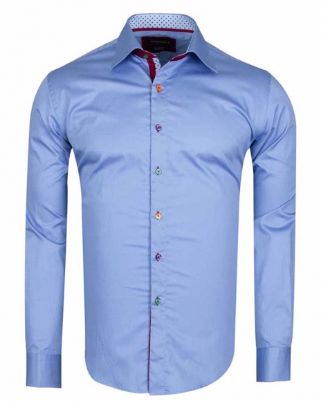 Luxury Multicolored Buttons Long Sleeved Plain Dress Mens Shirt SL 5311