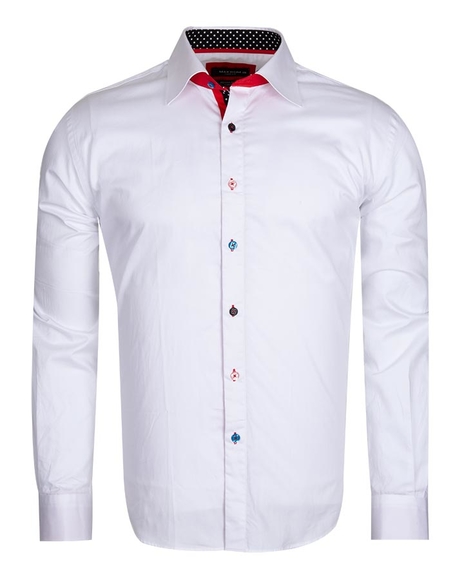 MAKROM - Luxury Multicolored Buttons Long Sleeved Plain Dress Mens Shirt SL 5311 (Thumbnail - )