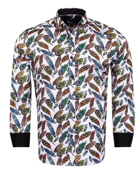 MAKROM - Luxury Nature Printed Long Sleeved Mens Shirt SL 6929 (Thumbnail - )