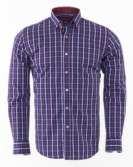 Oscar Banks - Luxury Oscar Banks Check Classical Long Sleeved Mens Shirt SL 5844