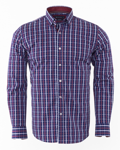 Oscar Banks - Luxury Oscar Banks Check Classical Long Sleeved Mens Shirt SL 5844