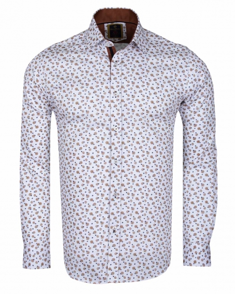 Oscar Banks - Luxury Oscar Banks Cotton Printed Long Sleeved Shirt SL 6098