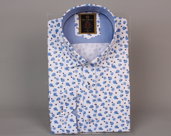 Oscar Banks - Luxury Oscar Banks Cotton Printed Long Sleeved Shirt SL 6098 (Thumbnail - )