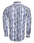 Luxury Oscar Banks Cotton Striped Long Sleeved Mens Shirt SL 6543 - Thumbnail