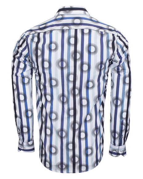 Oscar Banks - Luxury Oscar Banks Cotton Striped Long Sleeved Mens Shirt SL 6543 (1)