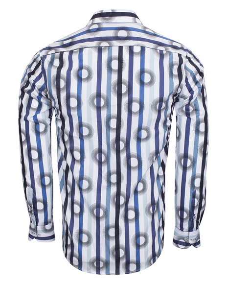 Luxury Oscar Banks Cotton Striped Long Sleeved Mens Shirt SL 6543