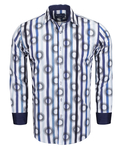 Luxury Oscar Banks Cotton Striped Long Sleeved Mens Shirt SL 6543 - Thumbnail