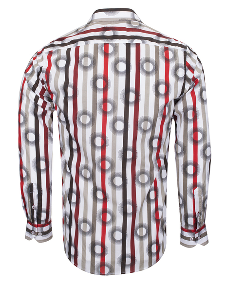 Luxury Oscar Banks Cotton Striped Long Sleeved Mens Shirt SL 6543