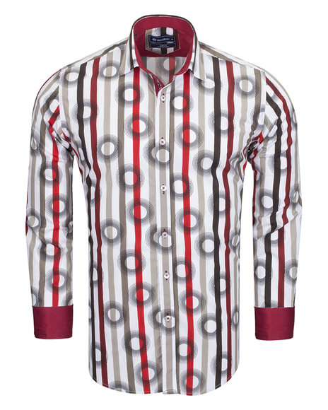 Luxury Oscar Banks Cotton Striped Long Sleeved Mens Shirt SL 6543