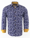 Luxury Oscar Banks Paisley Printed Long Sleeved Mens Shirt SL 6307 - Thumbnail