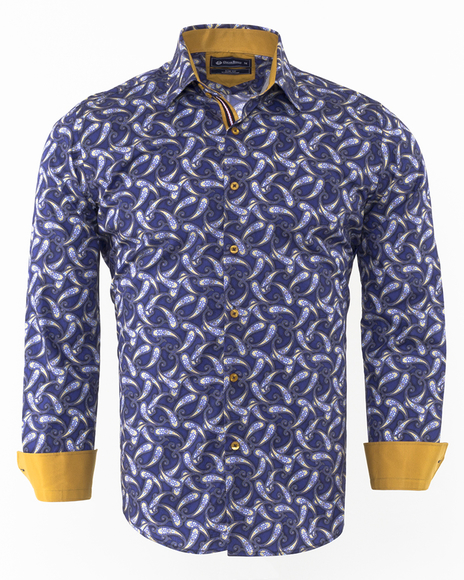 Luxury Oscar Banks Paisley Printed Long Sleeved Mens Shirt SL 6307