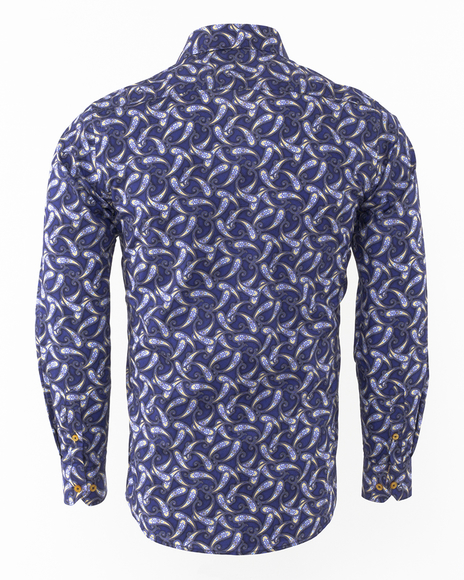 Oscar Banks - Luxury Oscar Banks Paisley Printed Long Sleeved Mens Shirt SL 6307 (1)