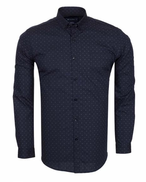 Luxury Oscar Banks Polka Dot Printed Long Sleeved Mens Shirt SL 5908