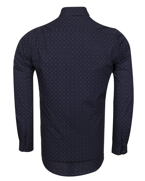 Luxury Oscar Banks Polka Dot Printed Long Sleeved Mens Shirt SL 5908