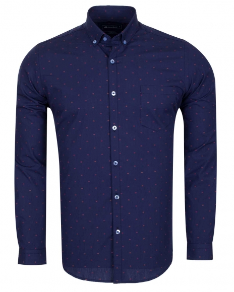 Oscar Banks - Luxury Oscar Banks Polka Dot Printed Long Sleeved Mens Shirt SL 5912