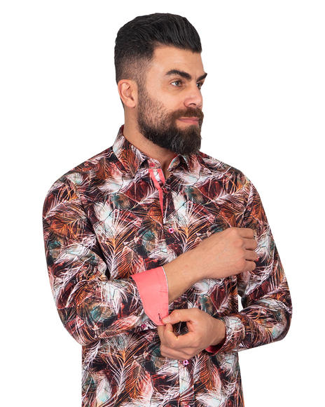 Luxury Oscar Banks Printed Long Sleeved Mens Shirt SL 6877