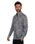 Luxury Oscar Banks Printed Mens Satin Shirt SL 7094 - Thumbnail