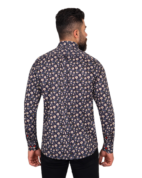 Oscar Banks - Luxury Oscar Banks Pure Cotton Floral Mens Shirt SL 6849 (1)