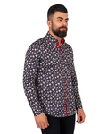 Luxury Oscar Banks Pure Cotton Floral Mens Shirt SL 6849 - Thumbnail