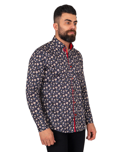 Luxury Oscar Banks Pure Cotton Floral Mens Shirt SL 6849